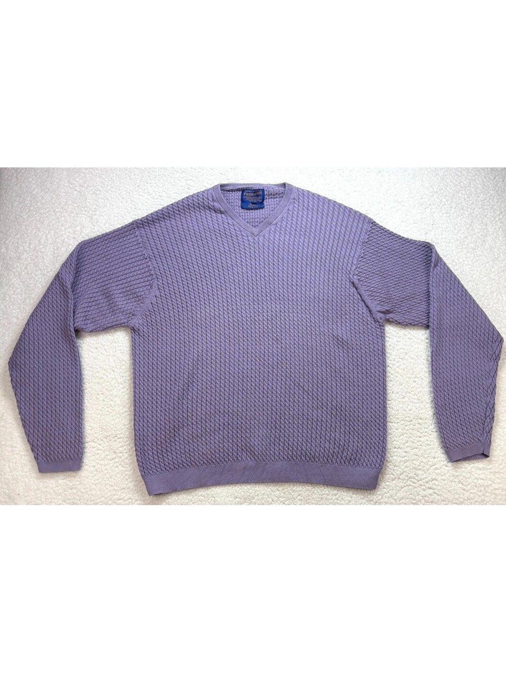 Pendleton Knit V-Neck Purple Cotton Sweater Men's XL Casual Preppy Classic